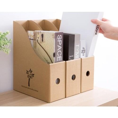 Office Desk File Magazine Holder Kraft Paper Document Storage Box Organizer Rack