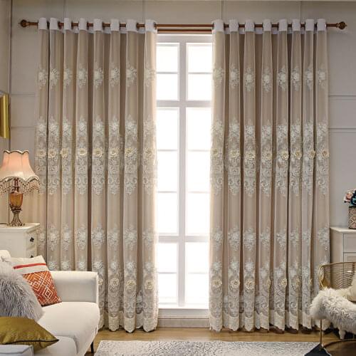 Custom curtain modern European double embroidered Relief shading gold shading bedroom thick blackout curtain tulle yarn M979