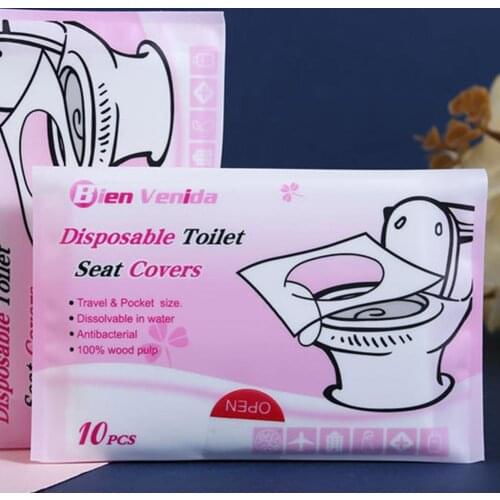 10Pcs Travel Water-soluble Disposable Bathroom Toilet Seat Cover Mat Paper Pad Household Merchandises For Bathroom Toilet