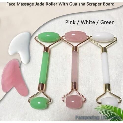 2 Pcs/set Face Massage Roller Gua Sha Scraper Board Face Lift Up Wrinkle Remover