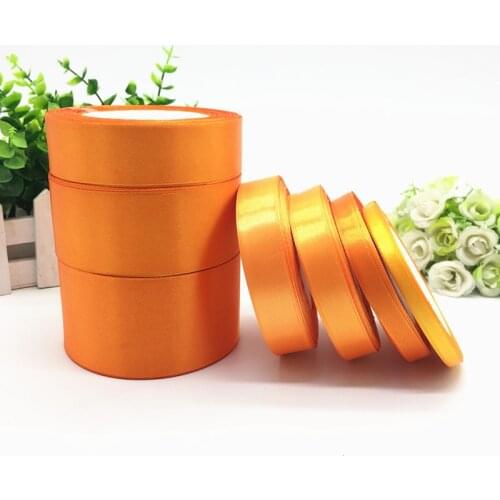 25 Yards 6 10 15 20 25 38 50mm Orange Silk Satin Ribbon For Wedding Party Decoration Invitation Card Gift Wrapping Supplies