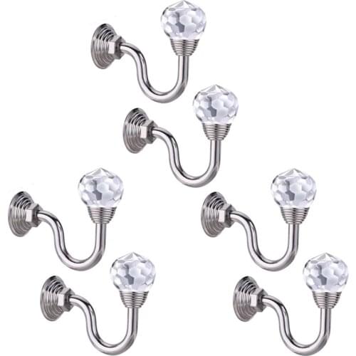 3 Pair Retro Crystal Glass Curtain Holdback Wall Tie Back Hook Hanger Holder Drawer Handle Curtain Accessories Hanger