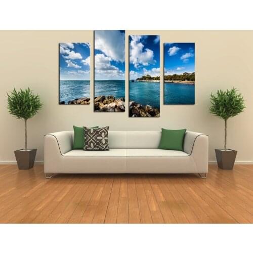 4 Pieces/Set Modern Wall Art Painting HD Print Seascape Picture Home Decorative Pictures on Canvas Modular Paintings (Unframed)