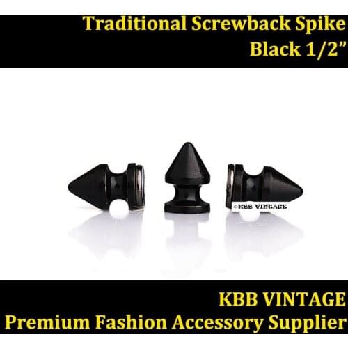 50pc Metal Punk Spikes Gothic Studs Rock DIY Spikes 1/2'' Black----Free Shipping