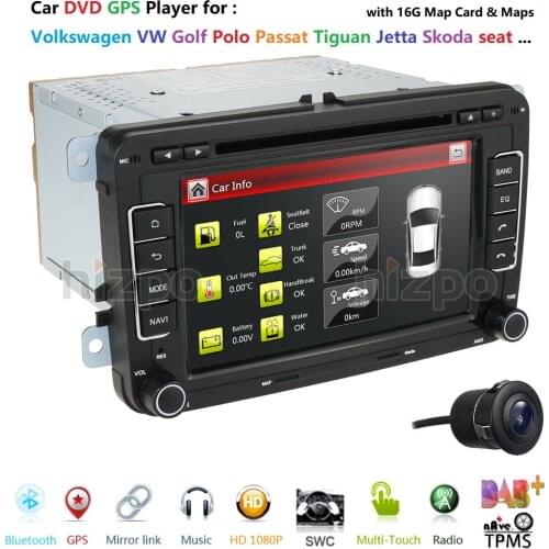 7" 2din Car DVD GPS radio stereo player for Volkswagen VW golf 6 passat b6 B7 Touran polo Tiguan seat leon skoda octavia USB Cam