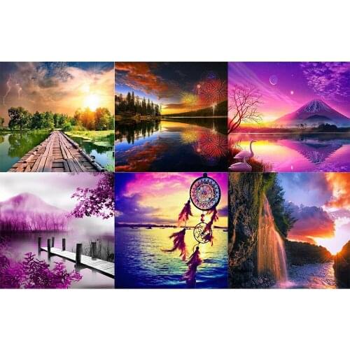 Full Squarer/Round Diamond Embroidery landscape trees DIY Diamond Painting Cross Stitch swan Diamond Mosaic Decor Paintings KL36