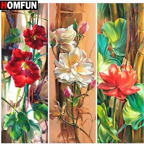 HOMFUN Diamond Painting "Flower landscape" Cross Stitch Custom Photo Diamond Embroidery Square Round Drill Home Decor