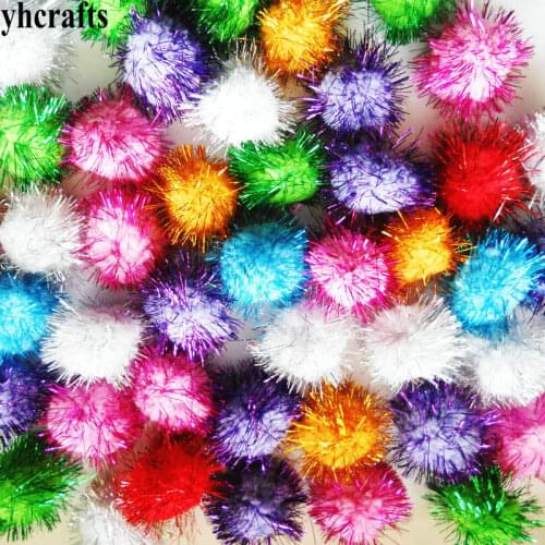 10PCS/LOT.4.5cm Glitter pompoms DIY Arts Crafts material Christmas ornament Xmas tree hanger KIds toy OEM packing