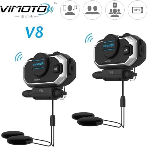 2PCS English Vimoto V8 Helmet Bluetooth Intercom Motorbike Stereo 850mAh BT Headset Headphones For Mobile Phone GPS 2 Way Radios