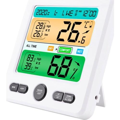 Brand Indoor High Precision Temperature Humidity Meter Digital Alarm Clock With Comfort Indicator Thermometer Hygrometer Gift