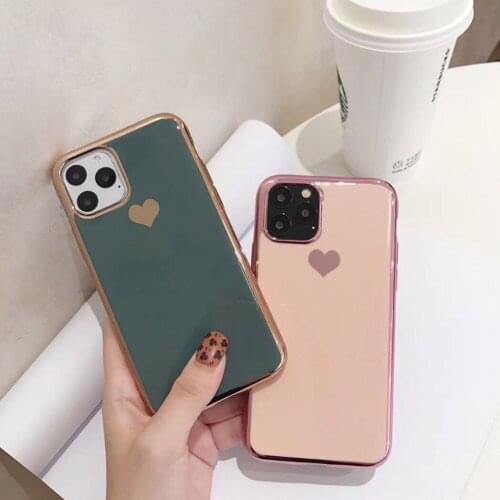 Electroplated Love Heart Phone Case For iPhone 11 Pro Max XR XS X XS Max 7 8 6 6S Plus Silicone Back Cover