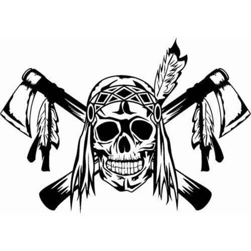 Skull Feathers Ax Indian Sticker Punk Death Decal Horror Halloween Devil Poster Name Car Window Art Wall Decor Mural