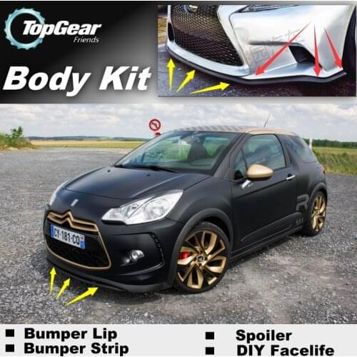 Bumper Lip Deflector Lips For Citroen DS3 2009~2015 Front Spoiler Skirt For TopGear Fans Car Tuning View / Body Kit / Strip