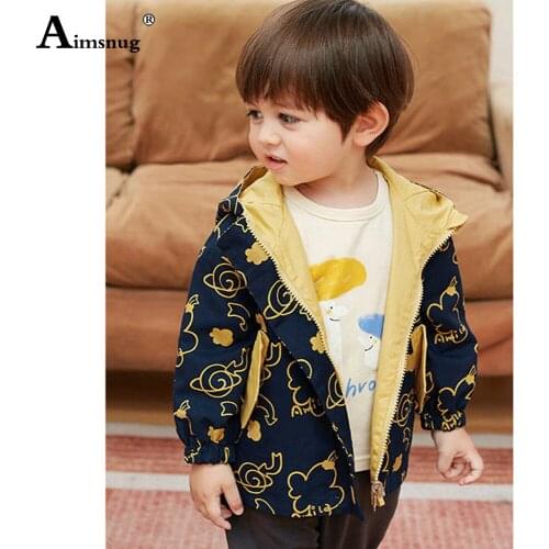 Children Hooded Top Cute Print Jacket Boy Fashion Zipper Pocket Jackets Long Sleeve Outerwear Kids Clothing 2021 Autumn Coats