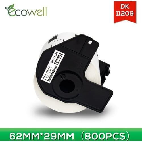 Ecowell 1Roll Die-Cut Labels Compatible DK-11209 Label 62mm*29mm Compatible for Brother Label Printer White Paper DK11209 DK1209