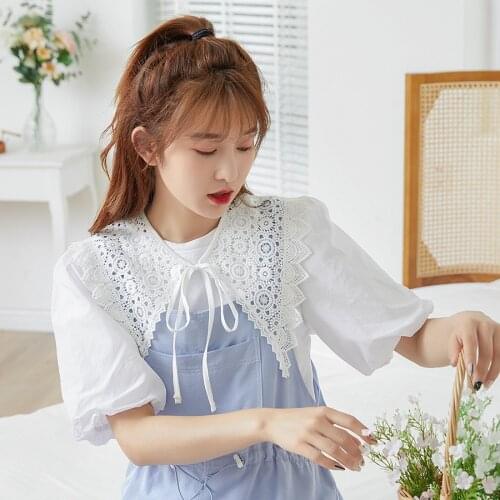 Elegant Lace Fake Collars for Women Shirt Detachable Collars Shawl Blouse Decorative Ladies Hollow Embroidery False Collar