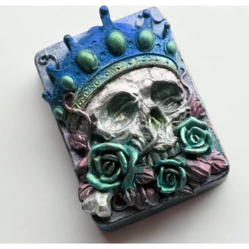 Soap Mold Cake Decoration Mold Handmade Soap Mold Skull SOAP, Crowned Skull , Skull with Roses, , Silicone Moulds PRZY NO.:SO412