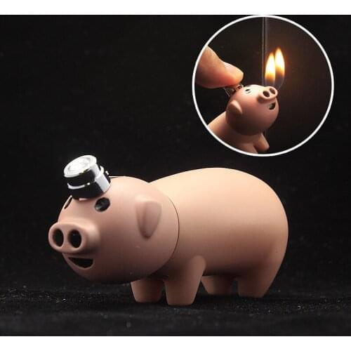 Pig Shape Torch Gas Lighter Refillable Butane Funny Cute Lighter Smoking Accessories Home Decorative Dropship Suppliers