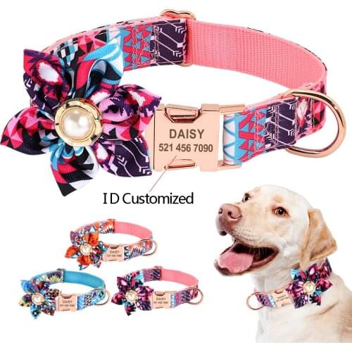 ID Customized Pet Dog Cat Collar Personalized PU Leather Durable Padded Pet Collars for Small Medium Large Dogs Cats Pet Collar