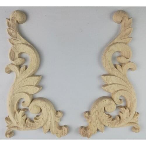 Woodcarving Decal Corner Applique Frame Door Decorate Wall Doors Furniture Decorative Figurines Wooden Miniatures 15*8cm