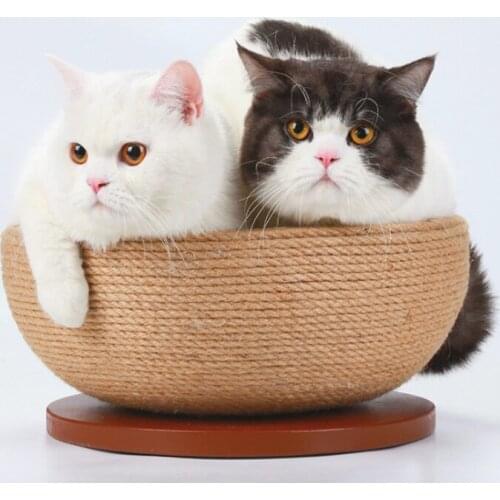 Cat Scratching Board Cat Toys Wooden Bottom Plate Straw Semi-Circular Grinding Claw Ball Kitten Scratch Bowl Pet Supplies