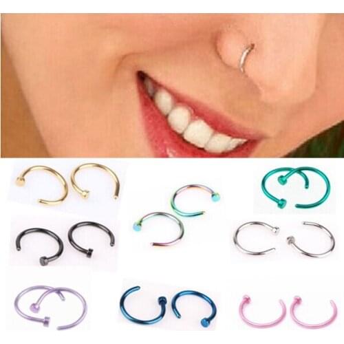 10pcs Nose Ring Septum Rings Stainless Steel Fake Nose Jewelry For Women Punk Septum Clicker Body Piercing Jewelry Nose Piercing
