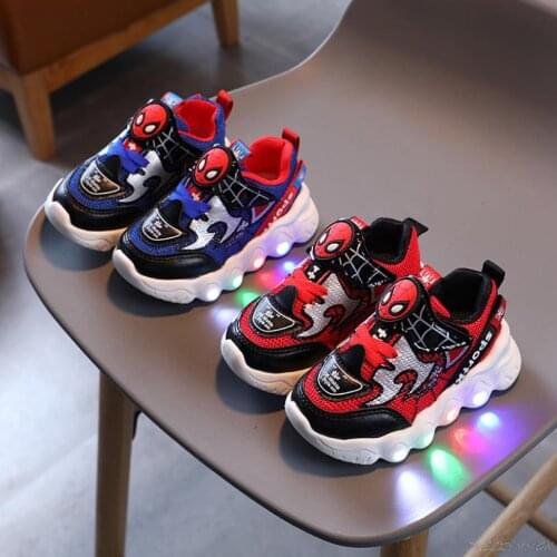 Boys Sneaker Girls Spiderman Kids Led Shoes With Lights Sneaker Spring Autumn Shoes Children Toddler Baby Girl Shoes