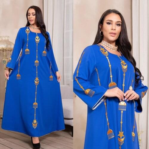 MD 2021 Muslim Fashion Abaya Dubai Woman Jalabiya Turkey Long Sleeve Dresses Ankara Dashiki Embroidery Attire Islamic Clothing