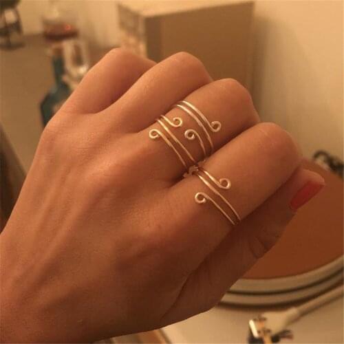 Handmade Reduce Pressure Copper Ring For Women Simple Design Golf Silver Color Fashionable Overlapping Rings Jewelry A991