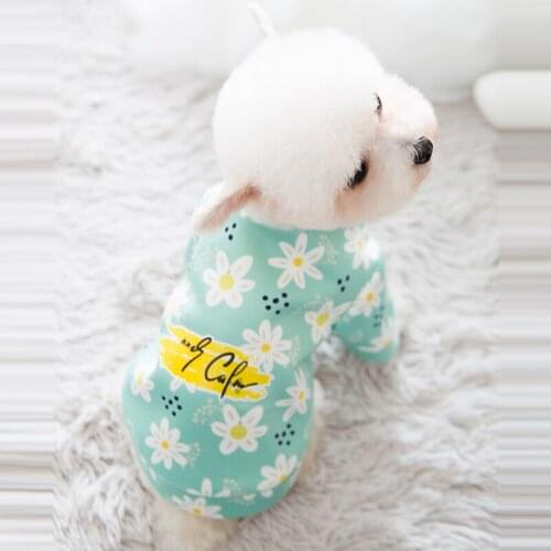 Cute Pet Dog Shirts Floral Printed Sweatshirt Autumn Winter Puppy Two Legged Clothes Dog Cat Chihuahua Birthday Princess T-shirt