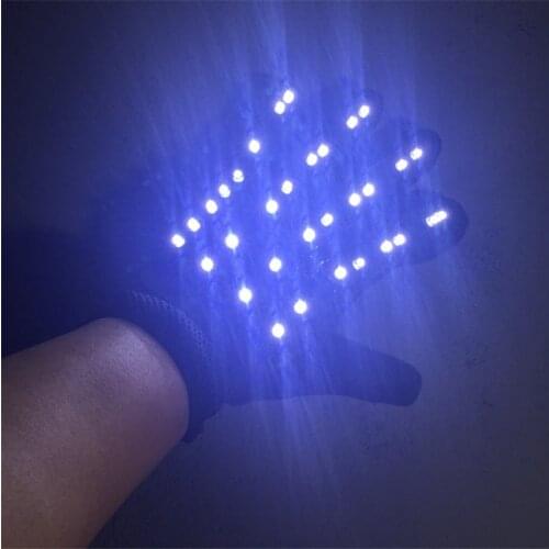 Fashion LED Luminous Flashing Light Up Stage Performance Party Gloves For DJ Singer Dancewear