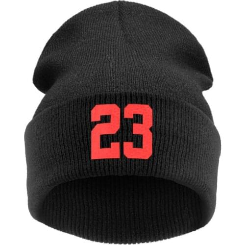 Men Winter Knitting Hat Skullie Beanie Cap 23 Number Slouchy Punk Personality Teens Street Dance Hip-hop Caps
