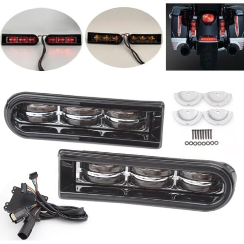 Moto LED Tail Light Saddlebag Filler Inserts Support Flowing Water Lamp For Harley Touring Road King Electra Road Glide 14-20