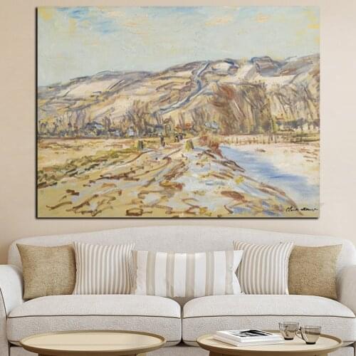 Wall Canvas Art Print Claude Monet Snow Mountain land Impressionist Landscape Oil Painting Poster Wall Picture for Living Room