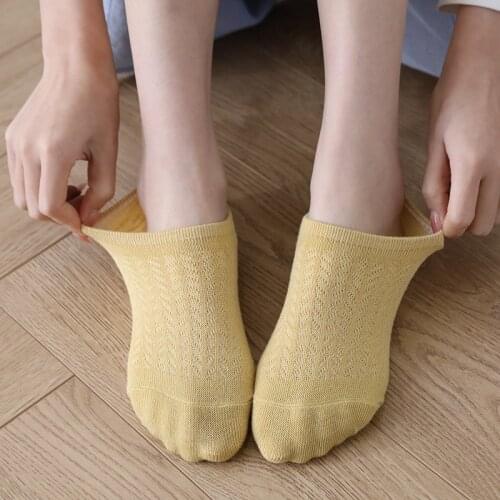 5 pairs/socks womens hollow invisible socks breathable mesh womens socks non-slip Japanese spring/summer thin style college st