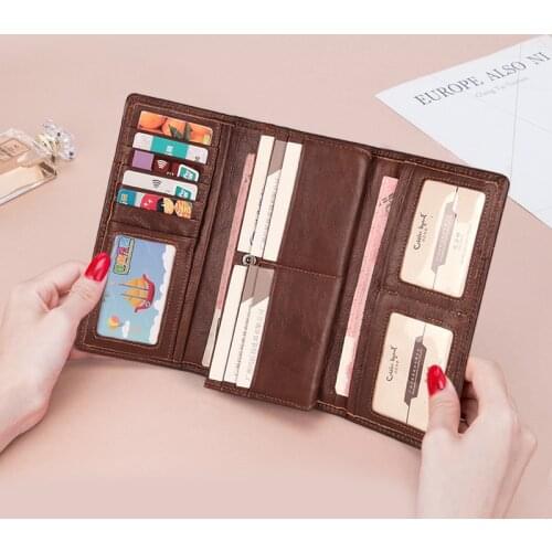 2021 New Genuine Leather Unique Embossed Floral Woman Purse Long Cover Zipper Wallets Card Holder Phone Bag Retro Ladies Purses
