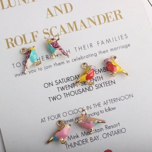 New Enamels Charms Gift 3D Little Sparrow Alloy Drop Oil Pendant Making Bracelet Necklace Jewelry Accessories DIY Craft