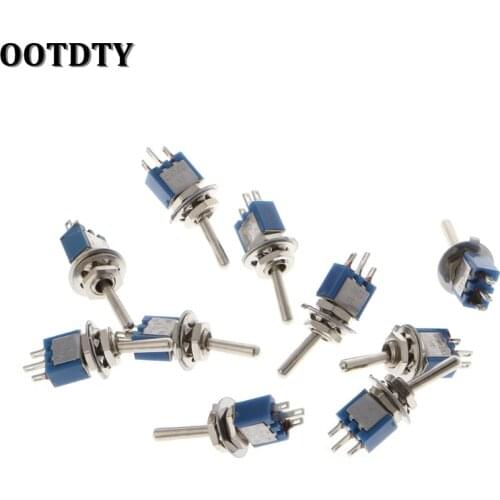 OOTDTY 10 Pcs AC 250V/1.5A 125V/3A SPDT 3-Pin On/On 2 Position Mini Toggle Switch Blue