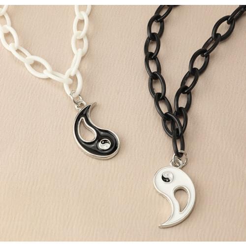 Punk Tai Chi Pendant Couple Necklaces For Women Men Lovers Best Friend Hip Hop Link Chain Yin Yang Necklace Fashion Jewelry Gift