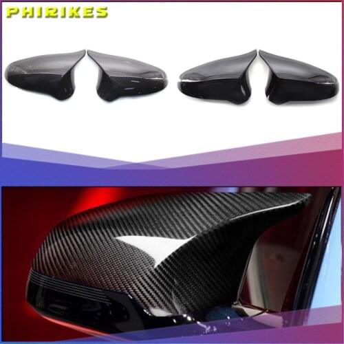 A Pair Carbon Fiber Car Door Rear View Side Mirror Cover Rearview Mirror Cap Replacement For BMW F80 M3 F82 M4 2015-2018