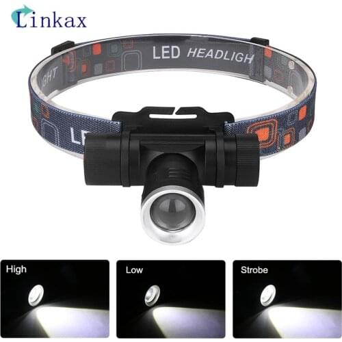 Portable zooming T6 Led Headlamp Rechargeable ZOOM Fishing headlight Camping 18650 Power Hiking Flashlight Bicycle light torch