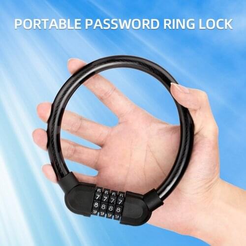 Portable Bicycle Anti-theft Password Lock Mountain Road Bike Four Digit Code Lock Smart Cycling Security Cable Ring Lock