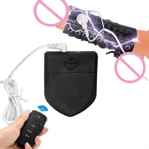 Remote Control Electric Shock Cock Ring Chastity Bdsm Adult Sex Toys For Men Dick Extender Time Delay Reusable PU Penis Ring Cbt
