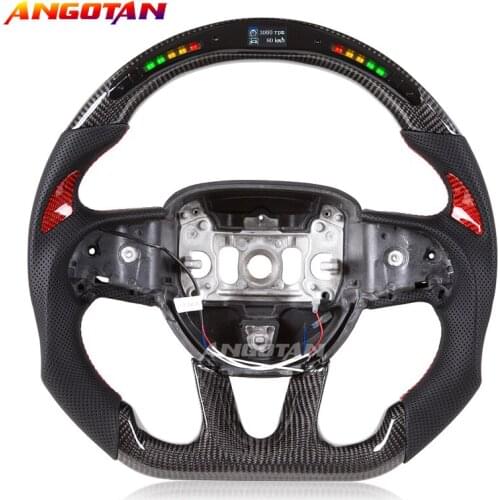 Steering Wheel Fit For Dodge Muscle car LED100% Carbon Fiber Perforated Leather Steering Wheel