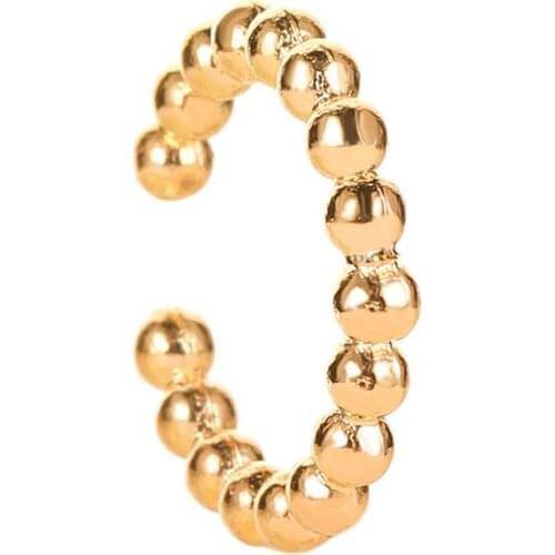 Simple Round Ball Beads Metal Gold Silver Ear Cuffs Clip Earrings for Women Trendy Street Personality Statement Earrings
