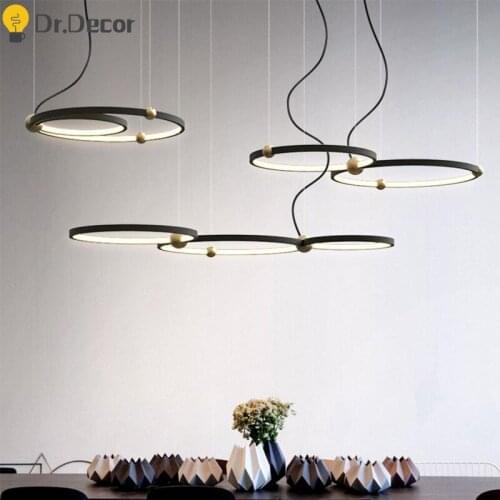 Modern LED Pendant Lights Lighting Nordic Black Aluminum Pendant Lamp Living Room Bedroom Hanging Lamp Home Decor Light Fixtures