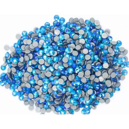 Blue Zircon AB стразы SS6~SS30 Hotfix Rhinestones Iron On Flatback Glass Nail Art Rhinestone Crystal AB DIY Decorations