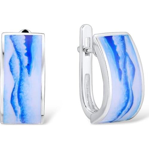 Women Fashion Jewelry Creative Landscape Pattern Painting Enamel Silver Earrings Vintage Wedding Party for Female