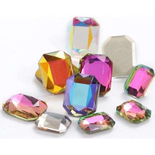 10pcs Nail Art Accessories 8x10mm Octagle Shape Glue On Nails Rhinestones Flatback K9 Glass Strass Crystals Stones