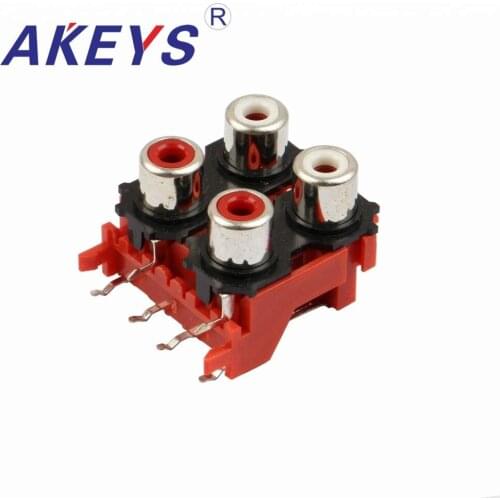 10PCS AV4-8.4-13 PCB Mount AV Concentric Outlet Red 4 RCA Female Socket